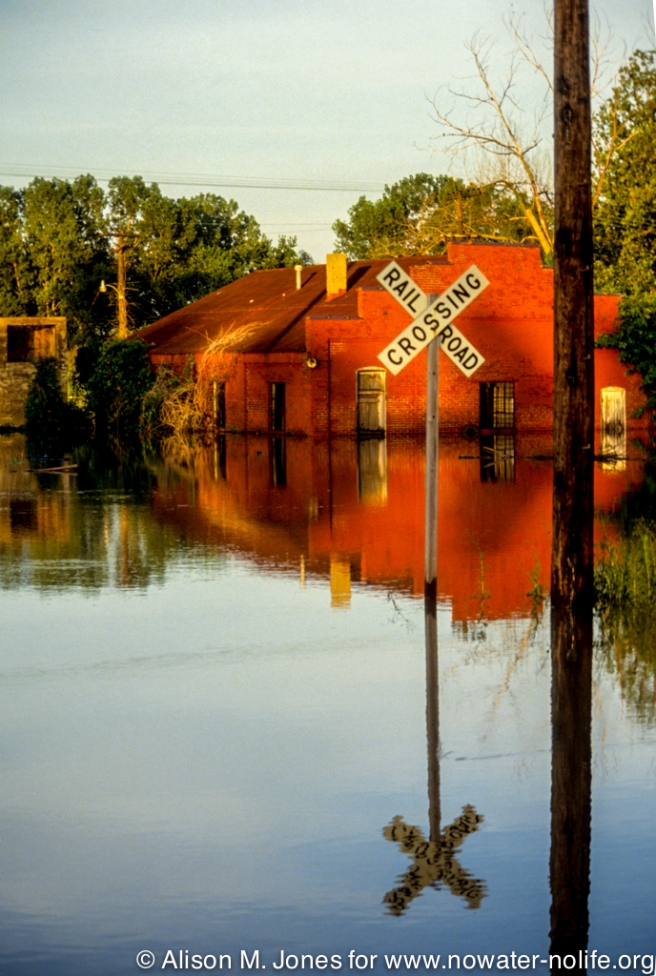 Missouri: Ste Genevieve, flooded streets, during Mississippi River flood of 1993.
